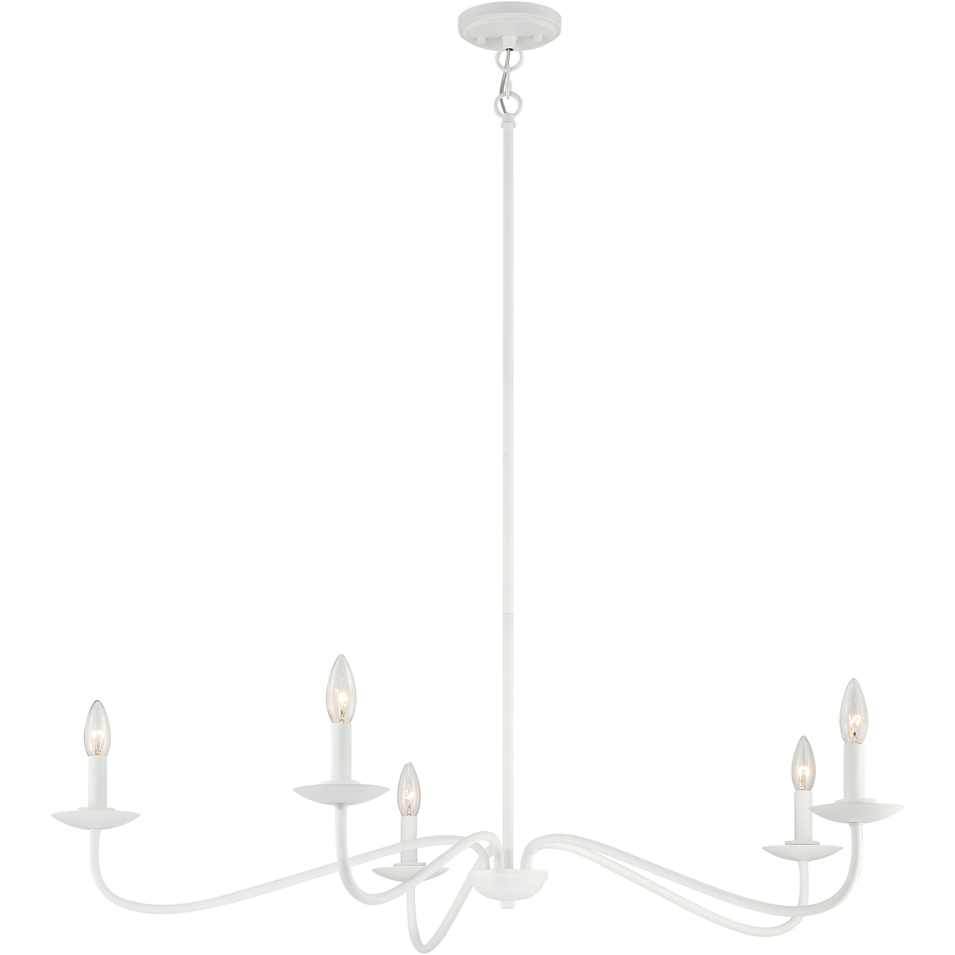 Traditional 5 Light 42 inch Bisque White Chandelier Ceiling Light